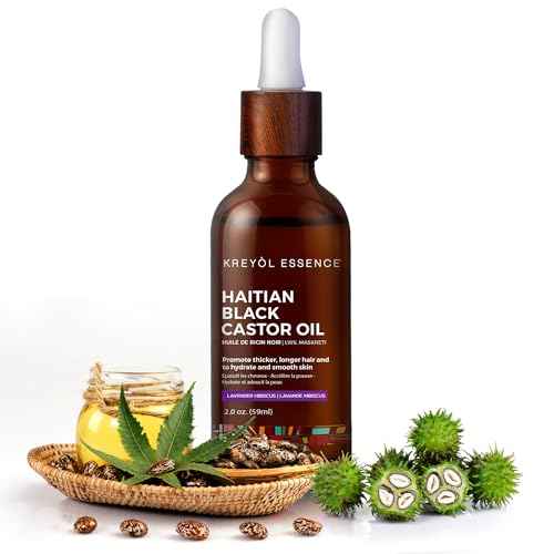 Kreyol Essence - Haitian Black Castor Oil for Skin and Hair, Glass Bottle | Cold Pressed | Hexane Free | Fuller-Looking Hair