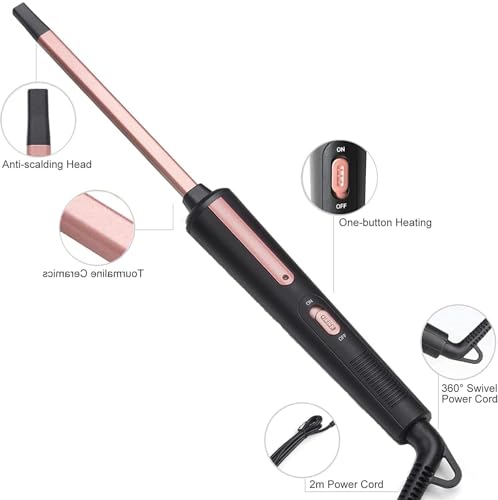 UNOBEY 3/8 Inch Thin Curling Wand, Small Square Ceramic Iron for Tight Curls