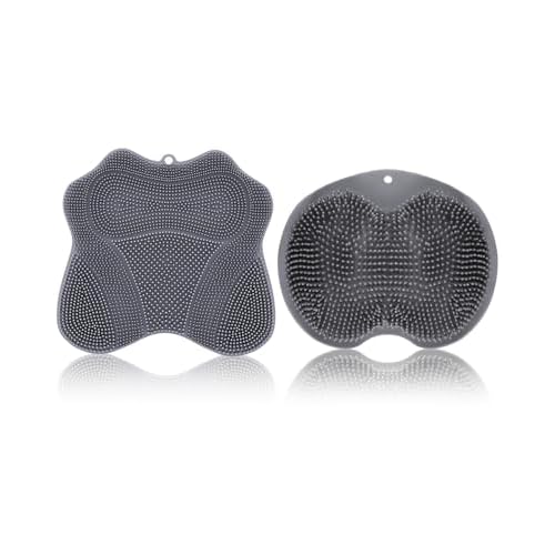 Shower Foot Scrubber Mat & Back Scrubber Set, Wall Mounted with Suction Cups for Deep Cleaning Shower Foot Back Brush Pad