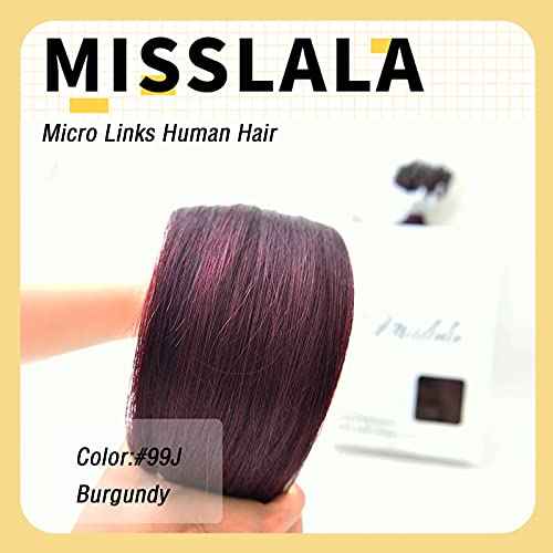 18 Inch Microbead Human Hair Eextensions Real Straight Hair Micro Link Extensions Hair Salon Quality Color #99J Red Wine Micro Ring Hair Extensions Human Hair Remy Soft 50 Grams 50 Strands