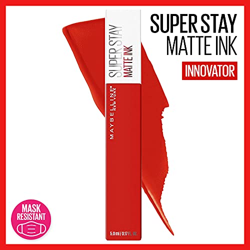 Maybelline Super Stay Matte Ink Liquid Lipstick Makeup, Long Lasting High Impact Color, Up to 16H Wear, Innovator, Cardinal Red, 1 Count