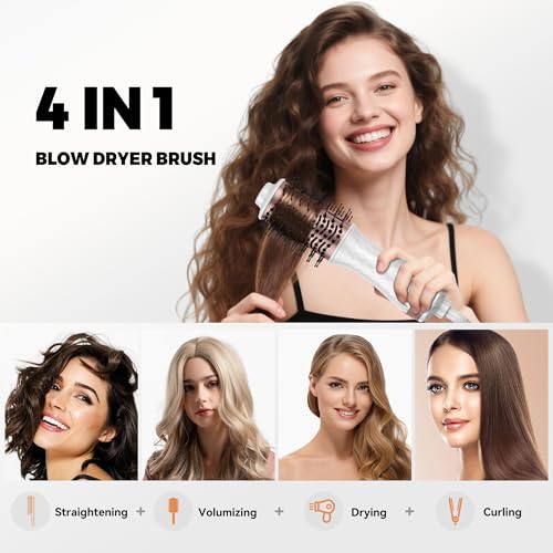 4-in-1 Mini Travel Hair Dryer Brush for Drying, Straightening & Curling