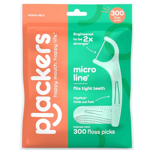 Plackers Micro Line Floss Picks - Intense Mint, 300 Count