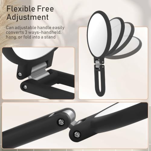 CLSEVXY Double-Sided Magnifying Travel Handheld Mirror 1X/15X Rotation Vanity