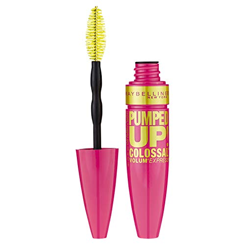 Maybelline Volum' Express Pumped Up Colossal Mascara, Washable Formula Infused with Collagen for Up To 16x Lash Volume, Glam Black, 1 Count (Pack of 2)