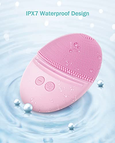 EZBASICS Sonic Silicone Facial Cleansing Brush & Face Scrubber (Pink)