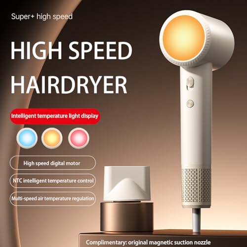 High-Speed Hair Dryer with Intelligent Temperature Indicator, 150,000 RPM Brushless Motor & Negative Ions