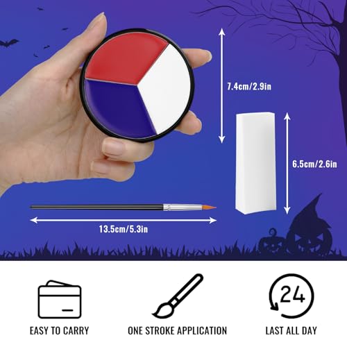 US Flag Face Paint Kit - 3 Colors, Sponges & Brush