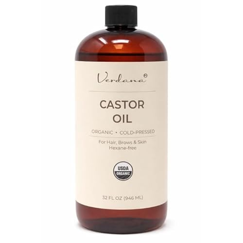 Verdana Organic Castor Oil, Cold Pressed & Hexane Free ? For Hair & Scalp Care, Eyelashes, Eyebrows & Skin Care ? USDA Certified, Pure & Natural ? 32 fl oz