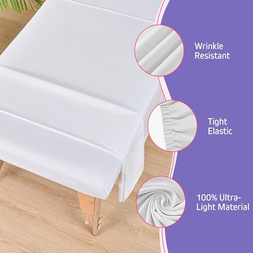 XOLLOZ White 4-Pack Massage Table Sheets Set 36x77 in - Comfortable & Durable