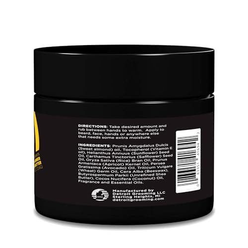 Detroit Grooming Co. Beard Butter for Men | Softens, Thickens & Hydrates with Safflower Oil & Shea Butter | 313 Scent, 2oz