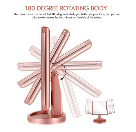 Infitrans Trifold Makeup Mirror with 1X 2X 3X Magnification