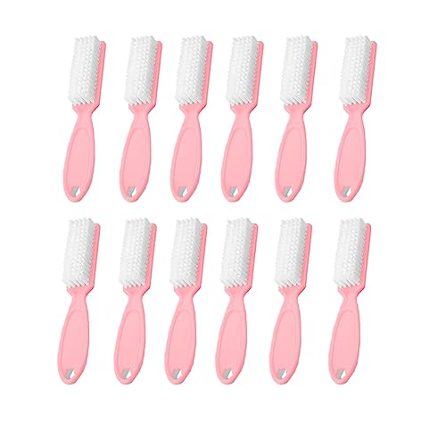 12Pcs Nail Brushes for Cleaning Fingernails & Toenails - Pink