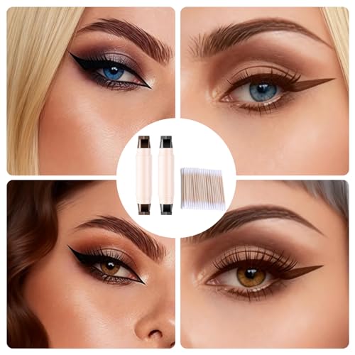 Rotating Eyeliner Stamp Pen - 2pc Wing Kit with 100 Cotton Swabs