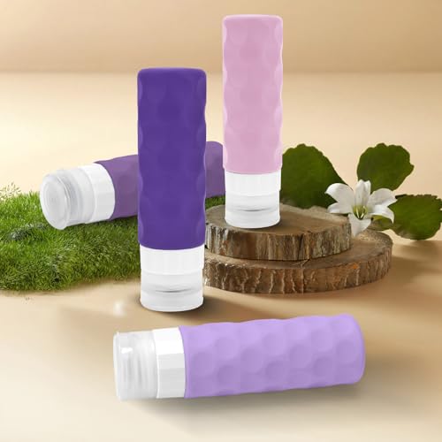 Silevoler TSA Approved Travel Bottles Set - 4 Pack, 3oz Silicone Toiletry Containers with Leak-Proof Design