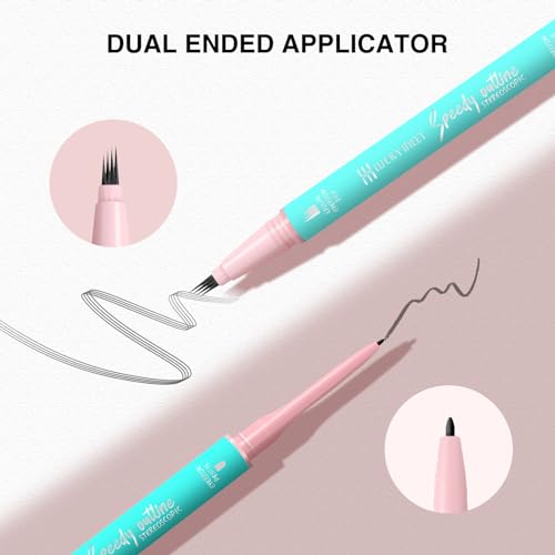 Zyrrhex 2-In-1 Eyebrow Pencil, Dual-ended Eyebrow Pen, Micro-Fork Tips Liquid Eyebrow pen & Ultra-fine Brow Pencil, Precise Brow Pen Gifts for Women - Black