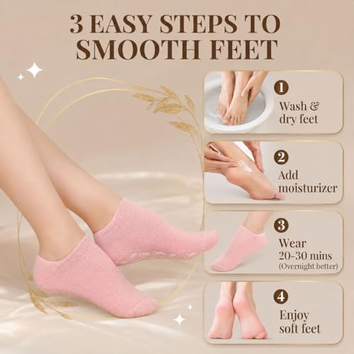 Nesgther Moisturizing Foot Socks 3 Pairs Overnight Hydration for Dry, Cracked Heels