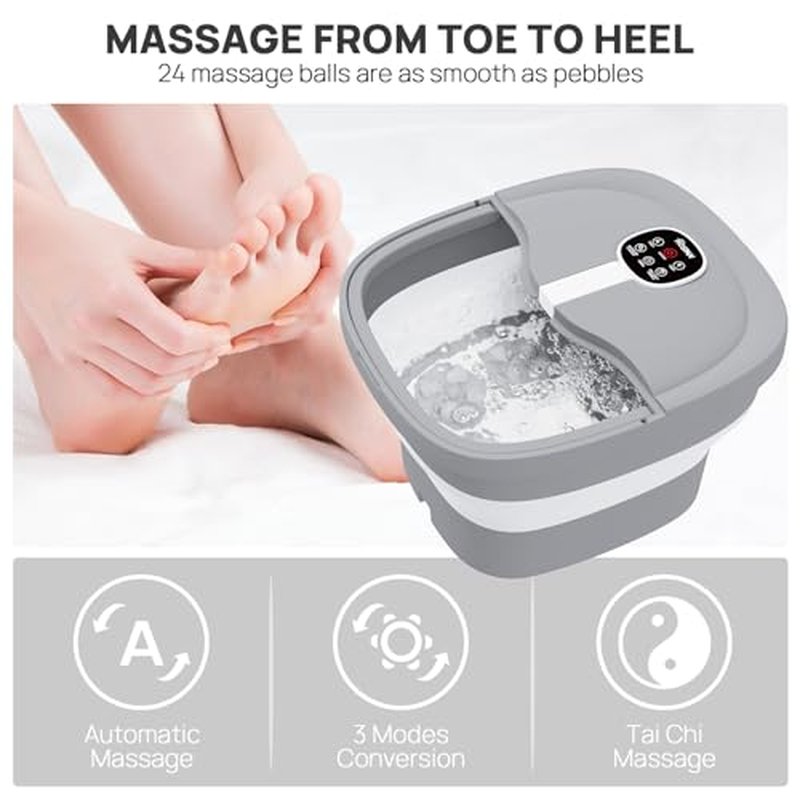 HOSPAN Collapsible Foot Spa with Heat, Bubble & Shiatsu Massage