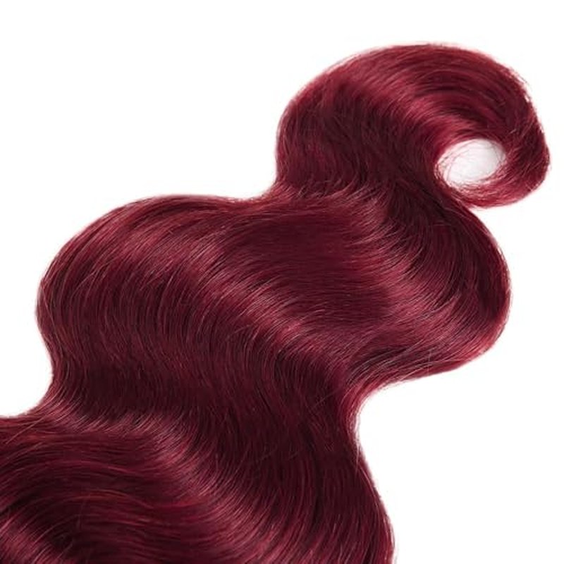 99J Burgundy Body Wave Human Hair Bundles 24 26 28 Inch