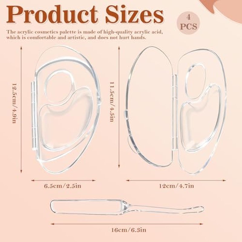 Foldable Acrylic Makeup Palette with Spatula – 4 Pack