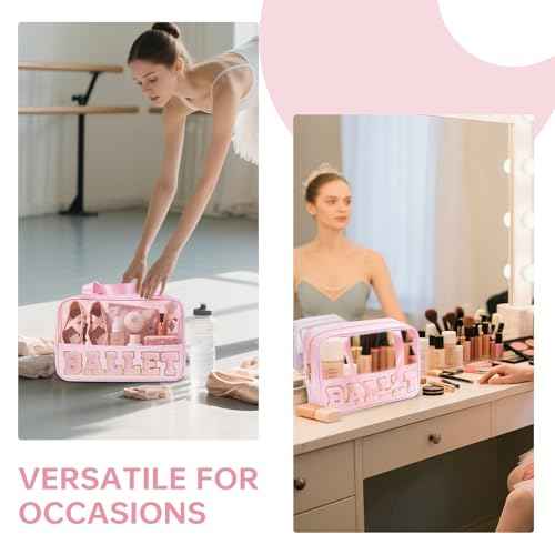 Ballet Bag Preppy Stuff Ballet Gifts Chenille Letter Bags Makeup Cosmetic Bags ballet bags for girls 4-6 Waterproof Organizer Storage Case Gifts for Team Girls Women (STB-FS-BALLET, STB-FS-BALLET)