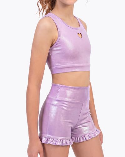 Stelle Sparkly Metallic Crop Tank Top for Girls Dance & Performance