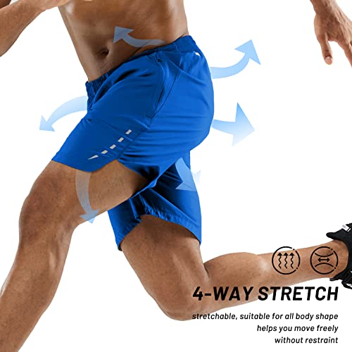 MIER Men's Running Shorts 7" Quick Dry Gym Athletic Workout Shorts with Zipper Pockets
