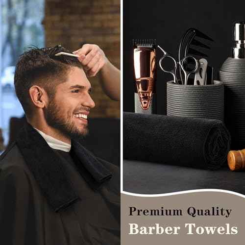 FIXSMITH Salon Towels 24 Pack, Black Hand Towels for Bathroom, Quick Dry Gym Towels, Spa Face Towel, Absorbent Microfiber Towels for Salon, Barber, Gym, Bath, Pedicure and Home Hair Care,16 x 27 in