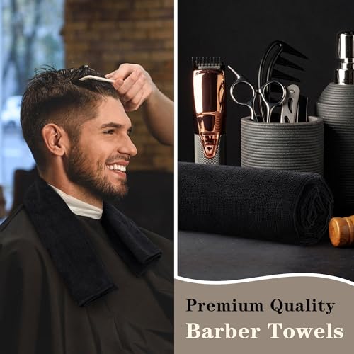 FIXSMITH Salon Towels 12 Pack, 16x27 in Black Microfiber