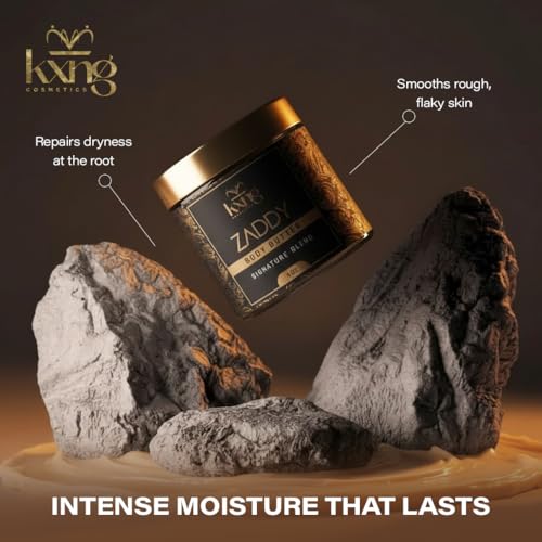 KXNG Cosmetics Organic Shea Body Butter Cream ? 4oz | Mens Body Butter for Black Men & Women with Shea, Cocoa, Mango & Coconut Oil | Moisturizing Cream for Hands, Feet & Skin ? Zaddy