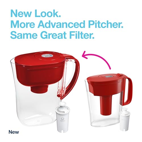 Brita Metro Water Filter Pitcher with SmartLight Filter Change Indicator, BPA-Free, Replaces 1,800 Plastic Water Bottles a Year, Lasts Two Months, Includes 1 Filter, Small - 6-Cup Capacity, Fiery Red