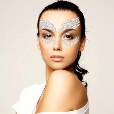 Rhinestone Face Jewels Stickers - Rave Festival Gem Chest Crystals