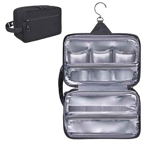 Toiletry Bag for Men, YKK Zippers Hanging Bathroom Shower Hygiene Bag with Metal XXL Swivel Hook, Big Comparment, Waterproof for Travel Accessories