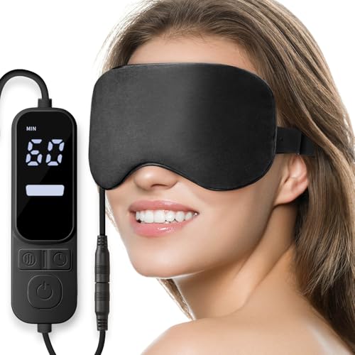 Ezona USB Electric Heated Eye Mask for Dry Eyes, Blepharitis, Migraine - with Temperature and Timer Controls Black