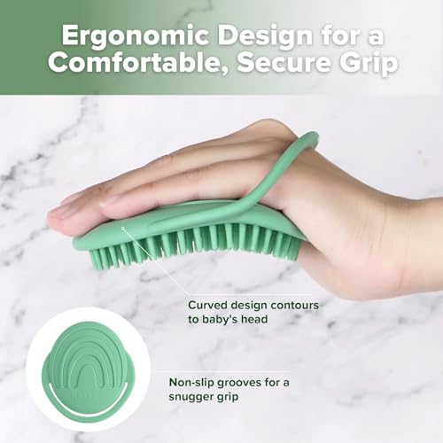 Haakaa Silicone Baby Shampoo Brush - Green, Cradle Cap & Hair Scrubber, Gentle & Hypoallergenic