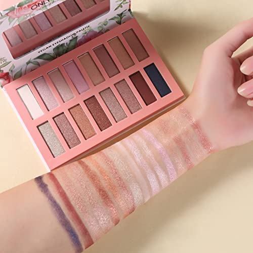 Vegan Eyeshadow Palette, 16 Shades Matte Shimmer with Mirror