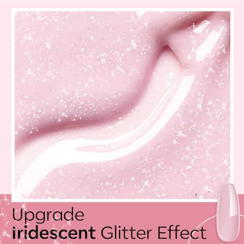 Builder Nail Gel Nude Pink Glitter Base Coat - Pink Shimmer Variation B4