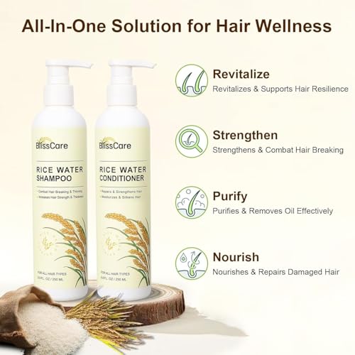 Rice Water Shampoo and Conditioner Set with Biotin