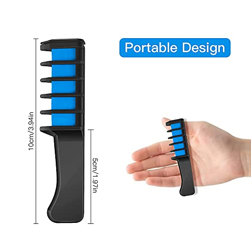 Hair Chalk Comb for Kids - 10 Pcs Blue Washable Temporary Hair Color
