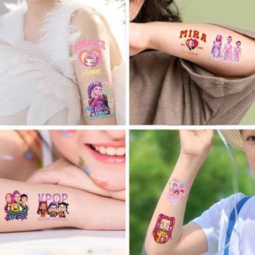 40Pcs Korean Idol Demon Movie Hunters Temporary Tattoos for kids,Goodie Bag Stuffers Party Supplies Birthday Decoration Gifts for Girl Boys Home Activity Class Prizes Carnival Christmas Rewards