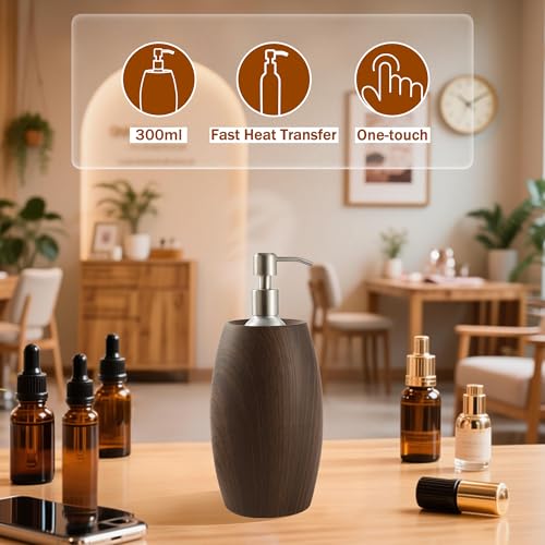 NOVAL Professional Massage Oil Warmer Heater with Leak Proof Aluminum Bottle 8.5 Fl.OZ 140¡ÆF Max Temperature Wood Grain Design for Salons and Home Spa