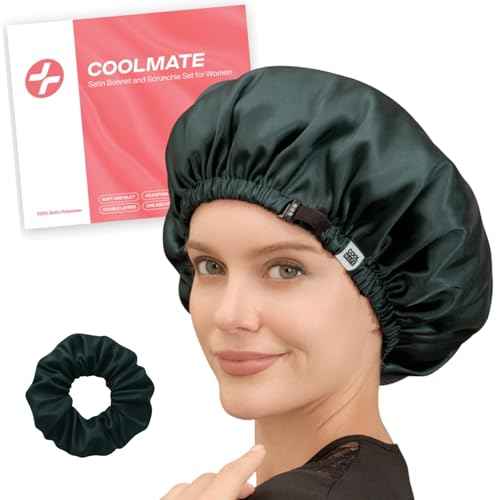 CoolMate Adjustable Satin Silk Bonnet for Sleeping Women, Tie Double Lined Silk Bonnet for Women Long Hair