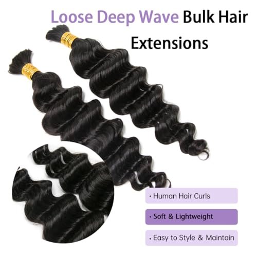 Loose Deep Wave Boho Human Hair 100G - 18 inch Bulk Braiding Hair