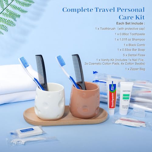 7-in-1 Travel Toiletries Kit Bulk - 50 Pack Disposable Hygiene