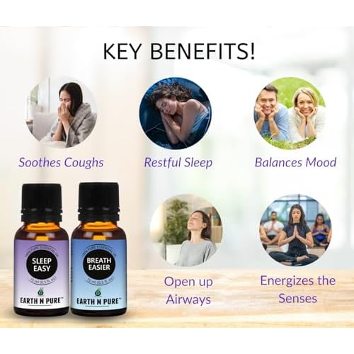Earth N Pure Natural Essential Oil Blend- Pack of 2 | Breath Easier & Sleep Easy | 15ml each