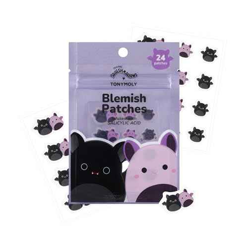 TONYMOLY x Squishmallows Halloween Emily + Zumirez the Bat Blemish Patches ? Hydrocolloid Acne Spot Treatment with Salicylic Acid ? Cute K-Beauty Pimple Patches ? 24 Count