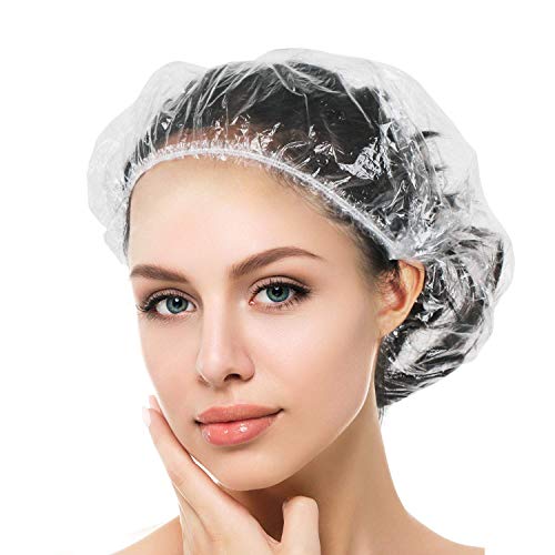 Auban 100PCS Large Shower Caps, Thick Waterproof Hair Caps 20.5"