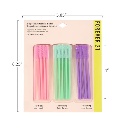 Mascara Wands - 25pc Lash Spoolies, Disposable Mascara Wands w/Multi-Shaped Wand Heads for Applying & Separating Lashes