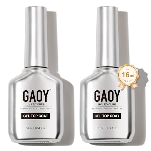 GAOY No Wipe Gel Top Coat - High Gloss UV Nail Polish (2x16ml)
