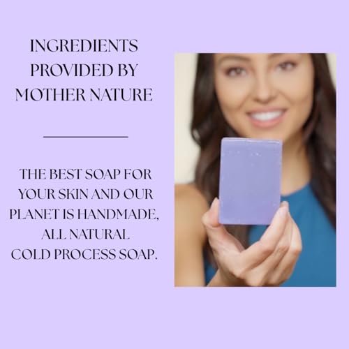 Lavender and Goats Milk Soap Bar. Natural Lavender Soap with Organic Shea Butter & Pure Essential Oils. Gentle for Face and Body. For Men, Women & Teens. Handmade in USA. 4.5 oz Bar.